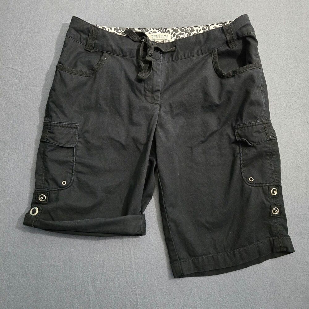WHBM Bermuda Shorts Women M Black Cargo Low Rise Cuffed